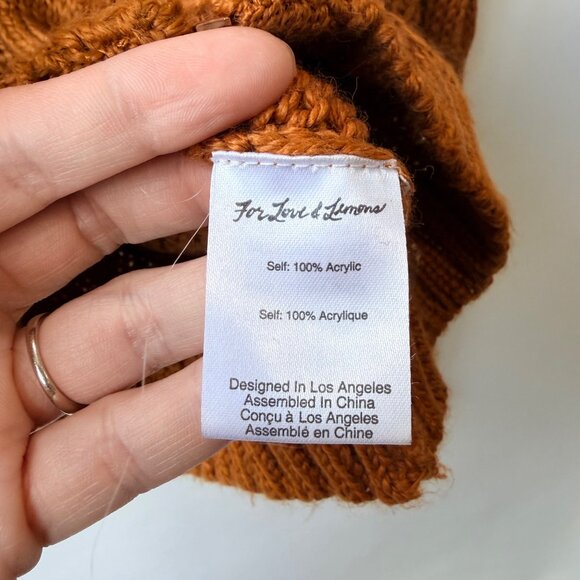 For Love & Lemons Charlotte Zip Cable knit Cardigan, Brown Women’s Size S Q2 - Picture 4 of 10